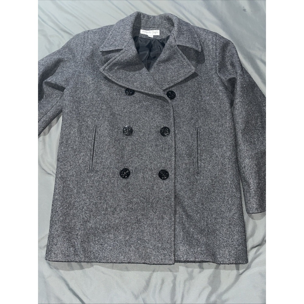 SAMANTHA‎ TAYLOR Gray Wool  Double Breasted Peacoat Women's Size 10 MADE IN USA